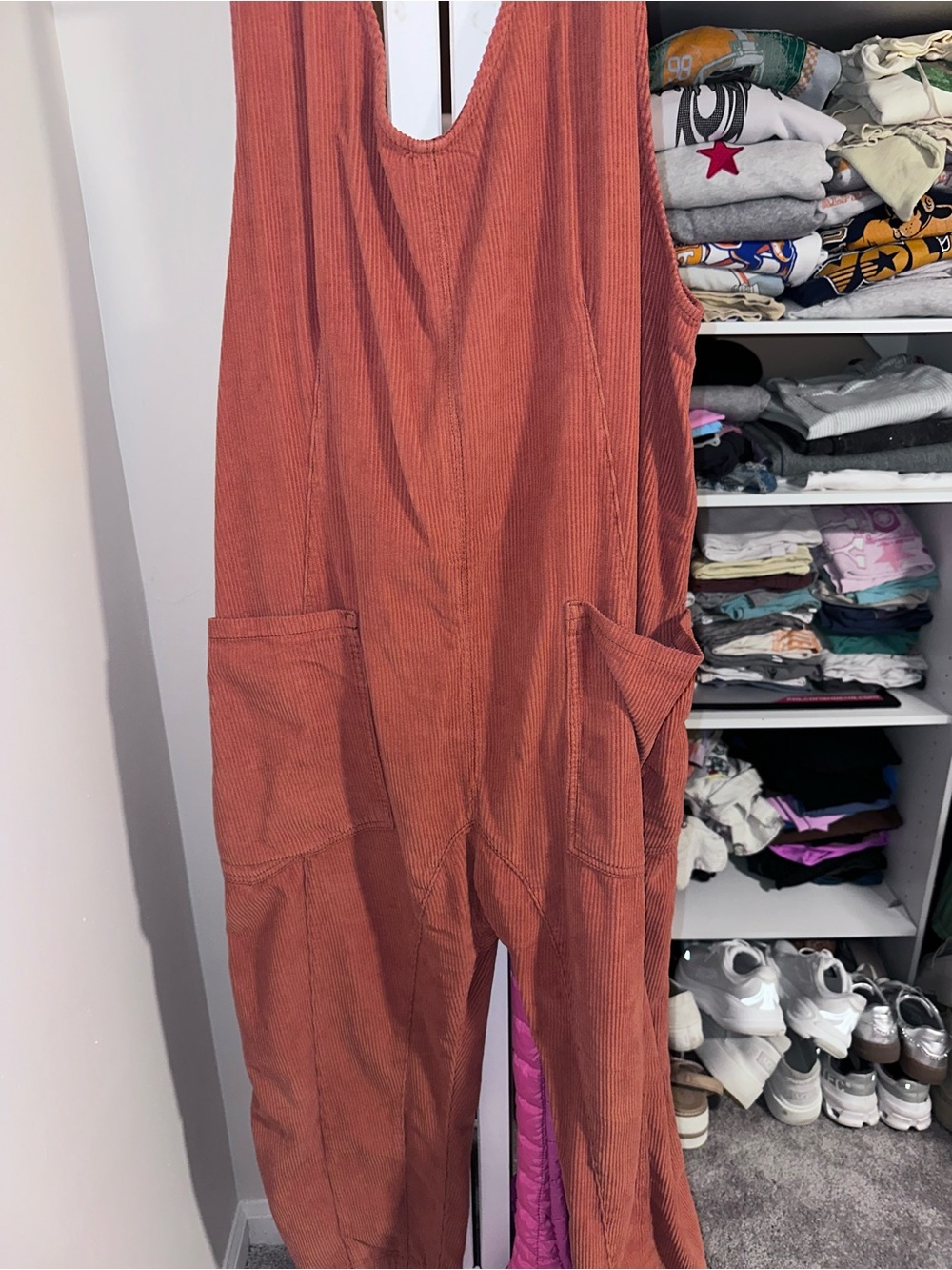 We The Free Corduroy Wide-Leg Jumpsuit in Rust Orange - Picture 2 of 9
